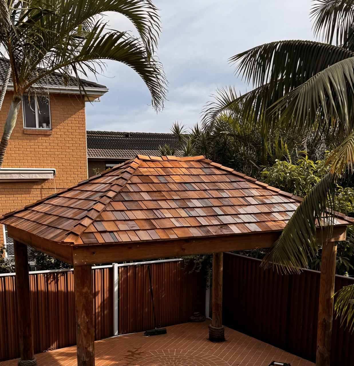 Hand-laid cedar shingle gazebo roof